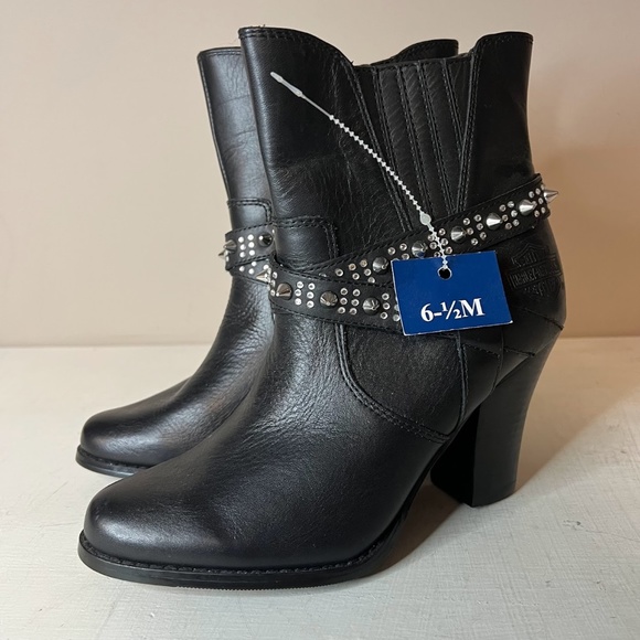 NWT Harley Davidson Riann Black Moto Heeled Dress Boots
